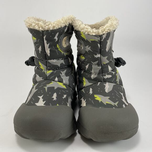 Bogs BMoc Handle Rain Boots Baby Girl Size 7 Sharks Gray Warm Lined Infant - Picture 2 of 11